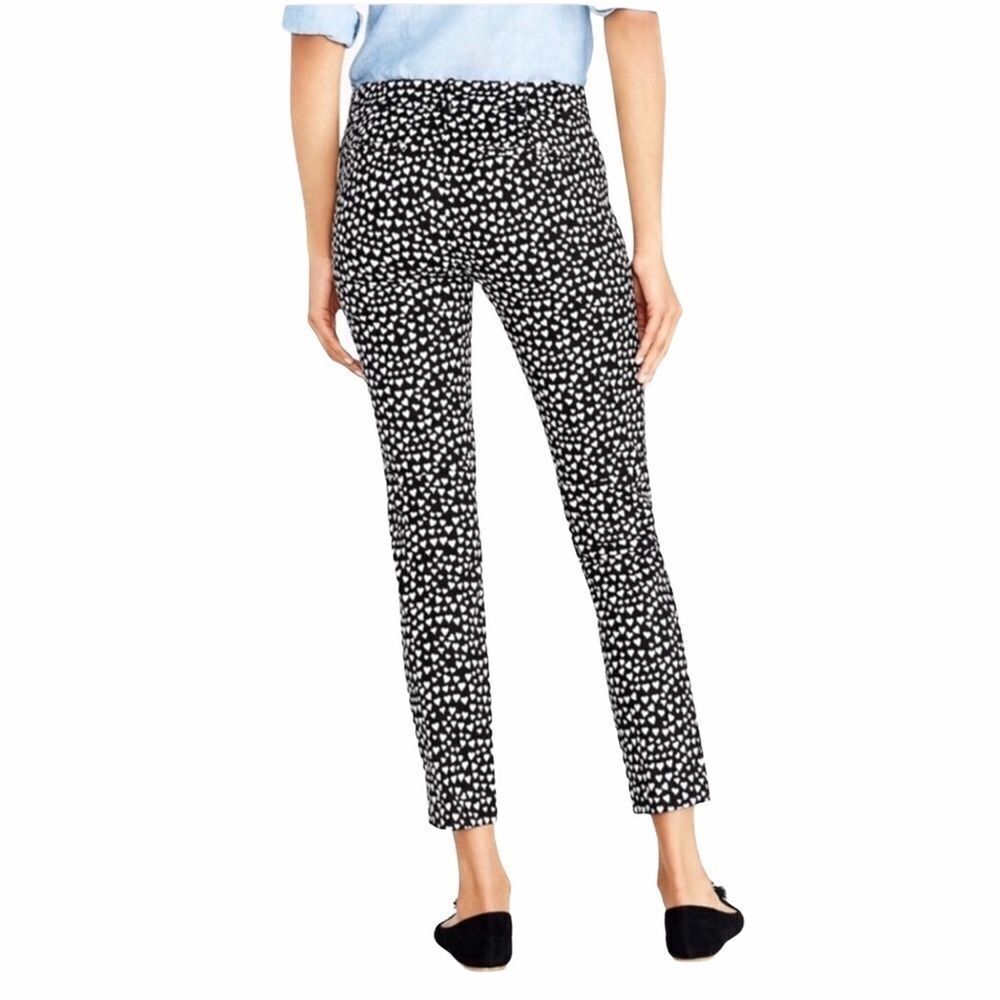 Black White Hearts Trouser Ankle Pants 10 J.CREW NWT